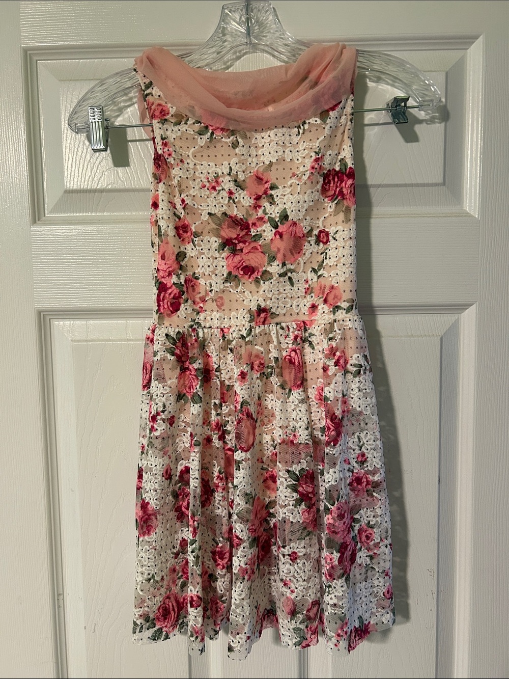 Weissman Pink and White Floral Eyelet Dance Dress